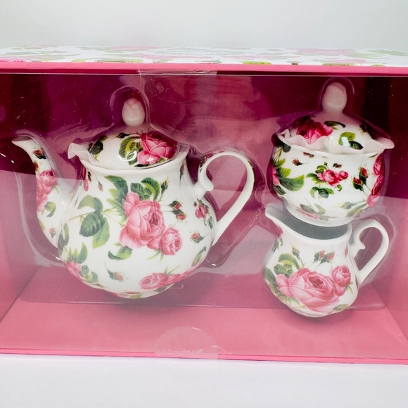 Kent Pottery Rose Patterned Tea Set with Pink and Green Accents New - Picture 4 of 15